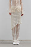 Un Morceau elastic lace oblique blooming half skirt UM231XZ11 light yellow PUM40